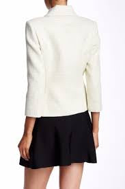 Ted Baker London Pale Green Metallic Gold Tweed Moto Jacket Size