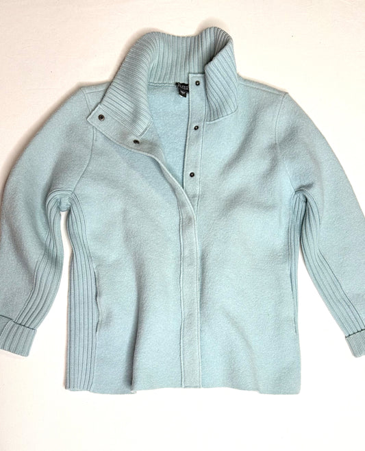 Eileen Fisher 100% Wool Bouclé Jacket Light Blue Size Large