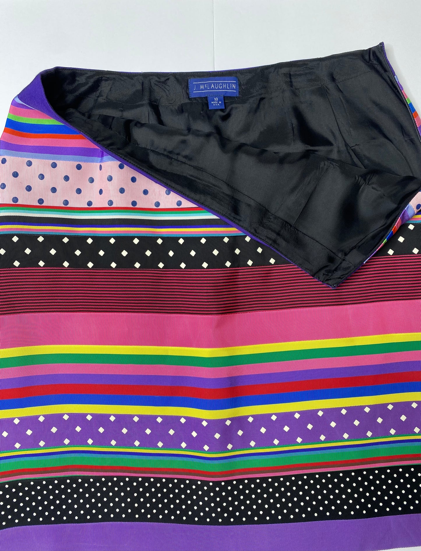 J.McLaughlin Multicolor Polka Ribbon Embellished Pencil Skirt – Size 10