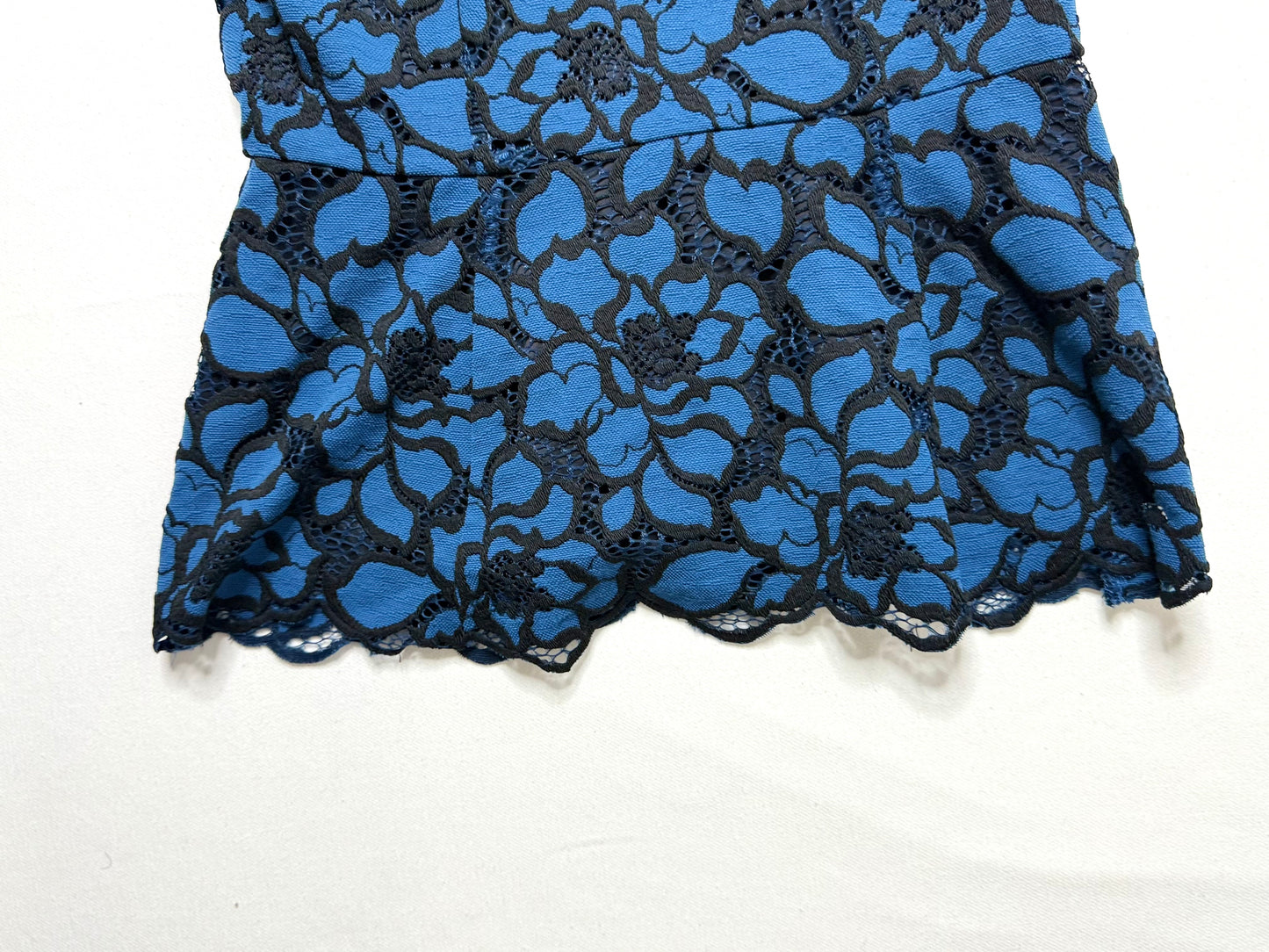 Likely Blue and Black Lace Sleeveless Peplum Top Size XS