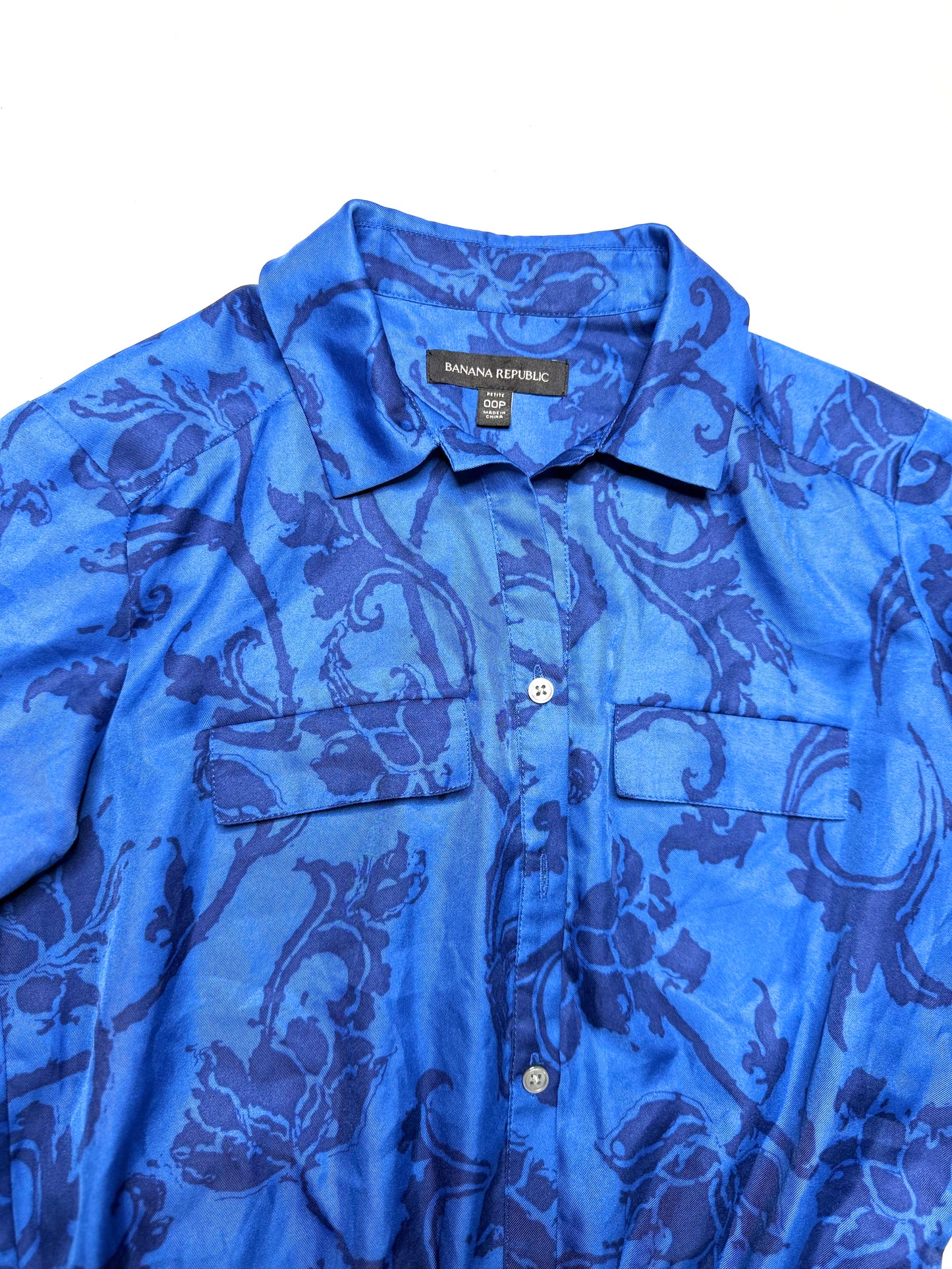 Banana Republic Blue Floral Print Button-Down Romper – Size 00