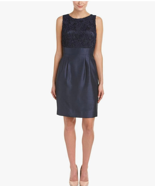Tahari Embroidered Sheath Dress Size 10 | Sleeveless Scoop Neck | Elegant Formal Style