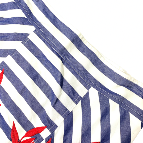 eShakti Blue & White Chevron Embroidered A-Line Skirt – Size 10