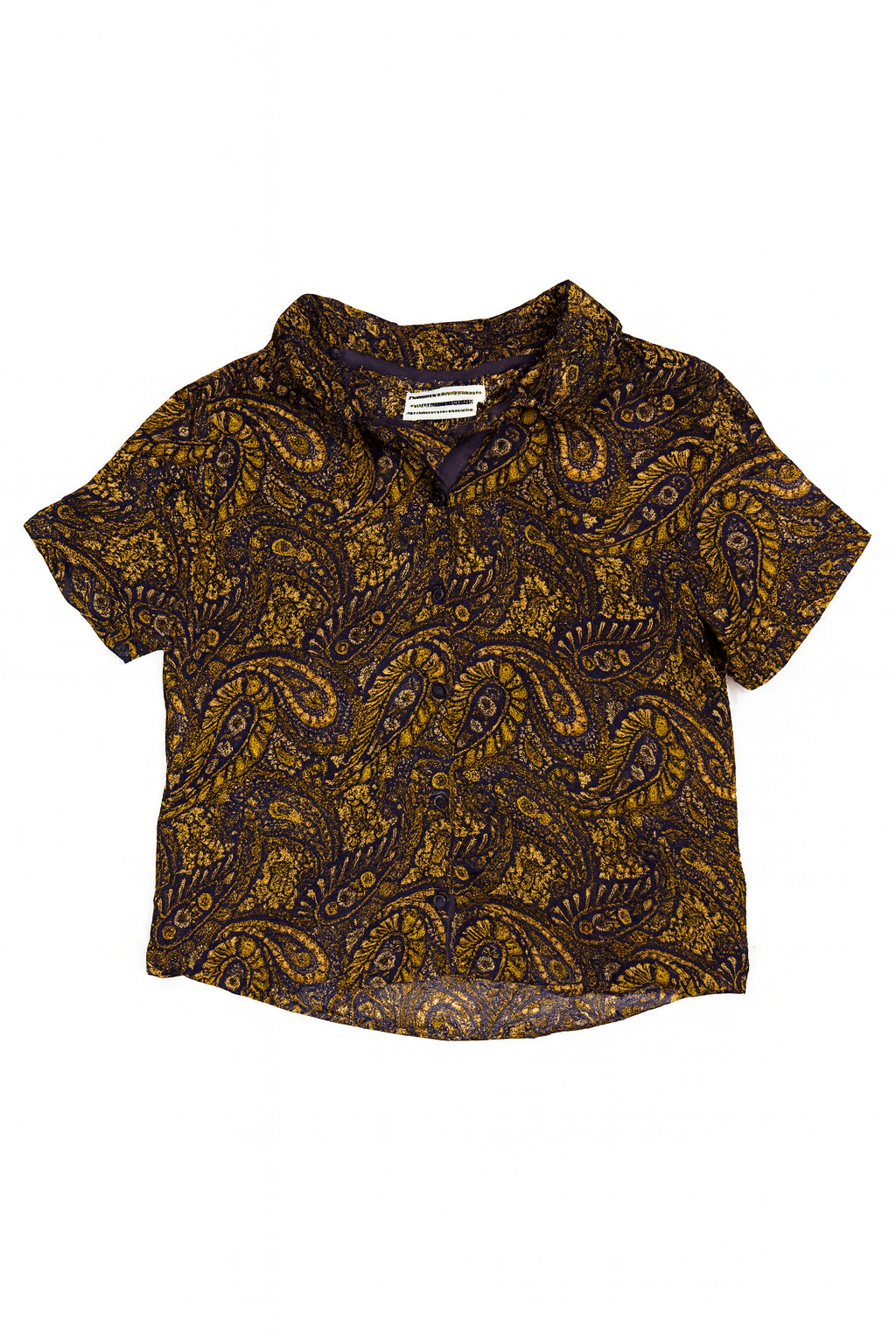 Urban Outfitters Paisley Pattern Short Sleeve Button Down Crop Top Size XS