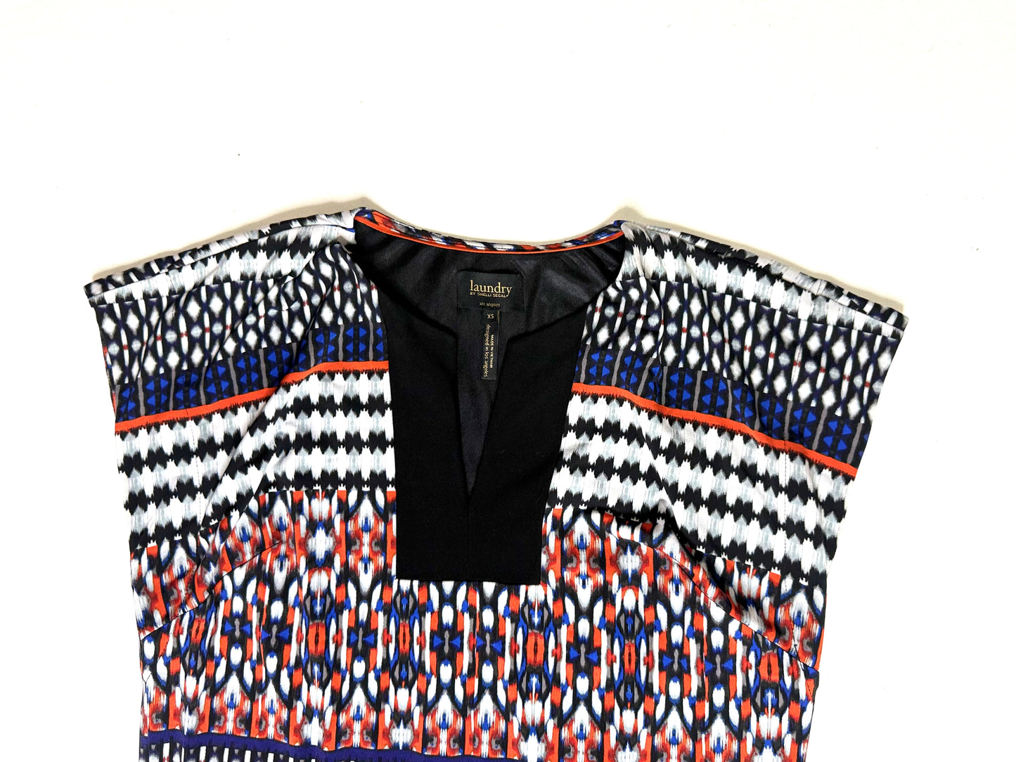 Laundry by Shelli Segal Multi-Color Print Cap Sleeve V-Neck Shift Dress Size XS