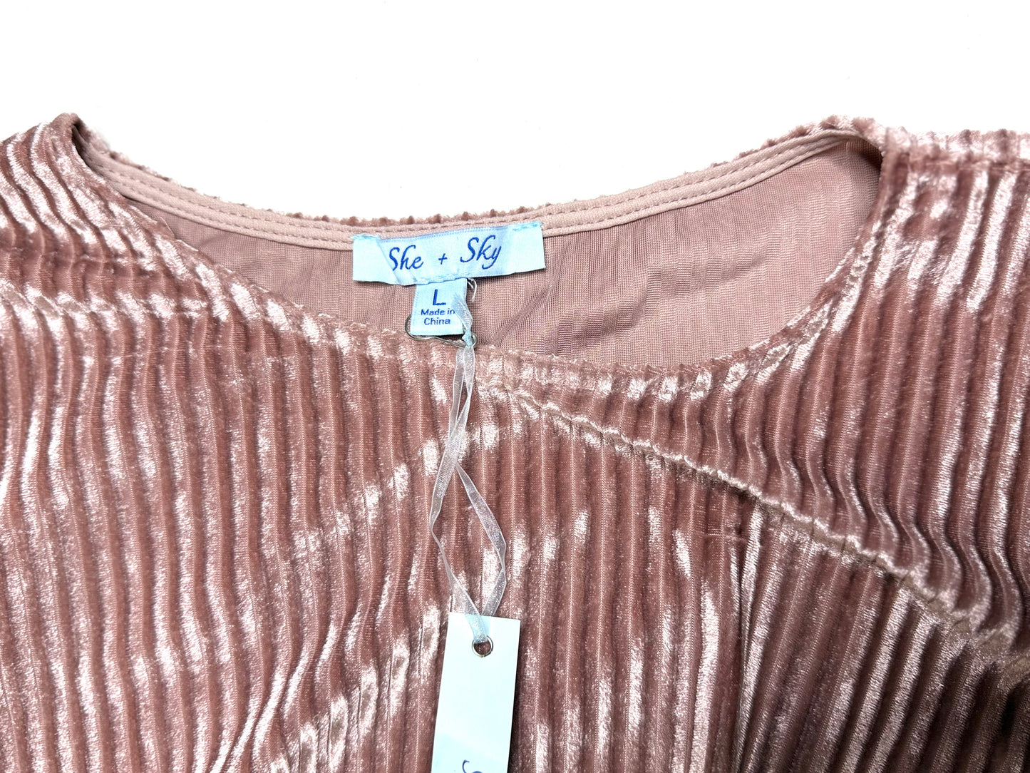 She+Skye Blush Pink Ribbed Corduroy Tie-Front Dress – Size L, NWT