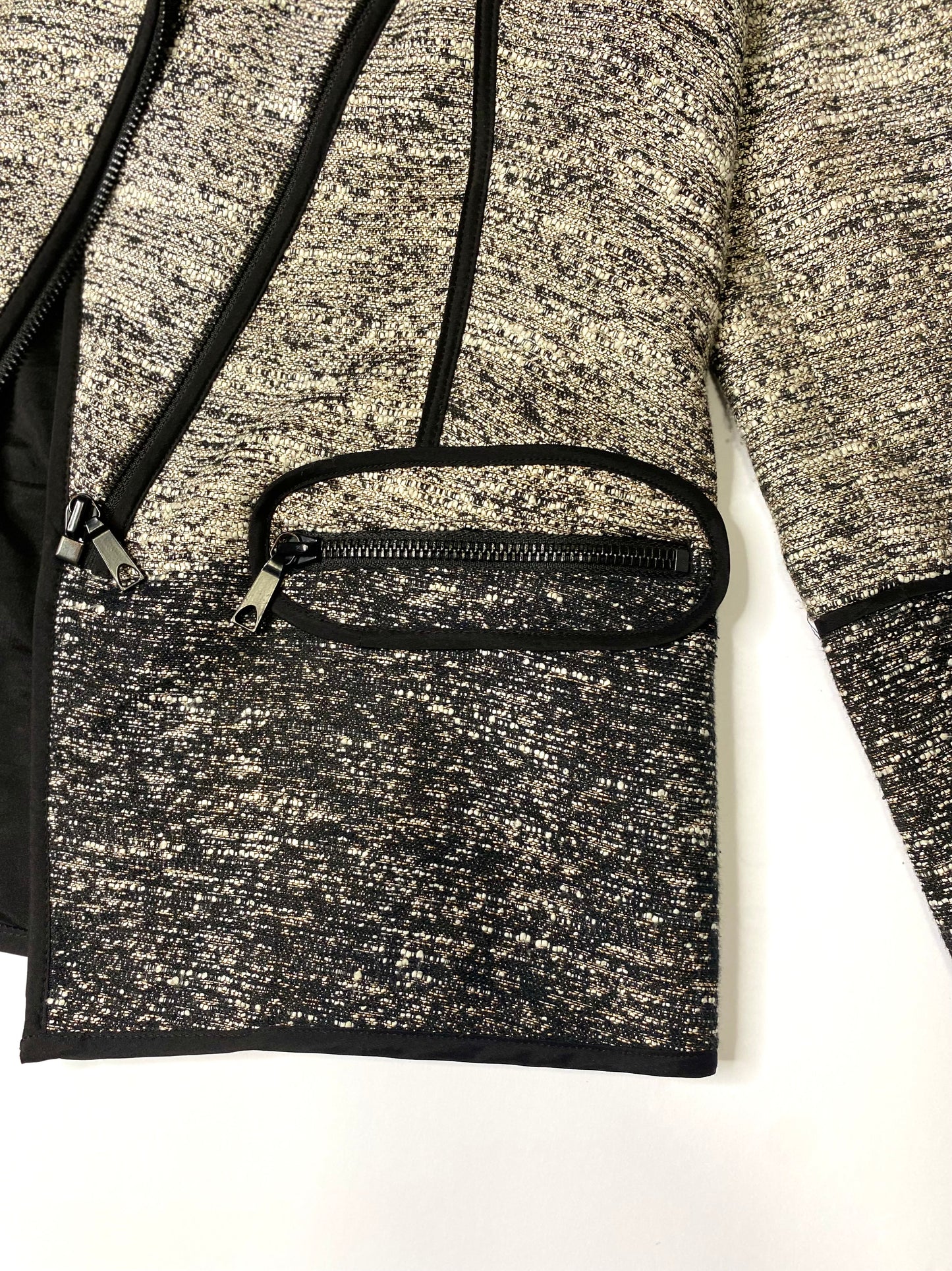 Rachel Zoe Davenport Metallic Tweed Jacket Size 4 | Designer Moto Blazer | Gold & Black Statement Outerwear