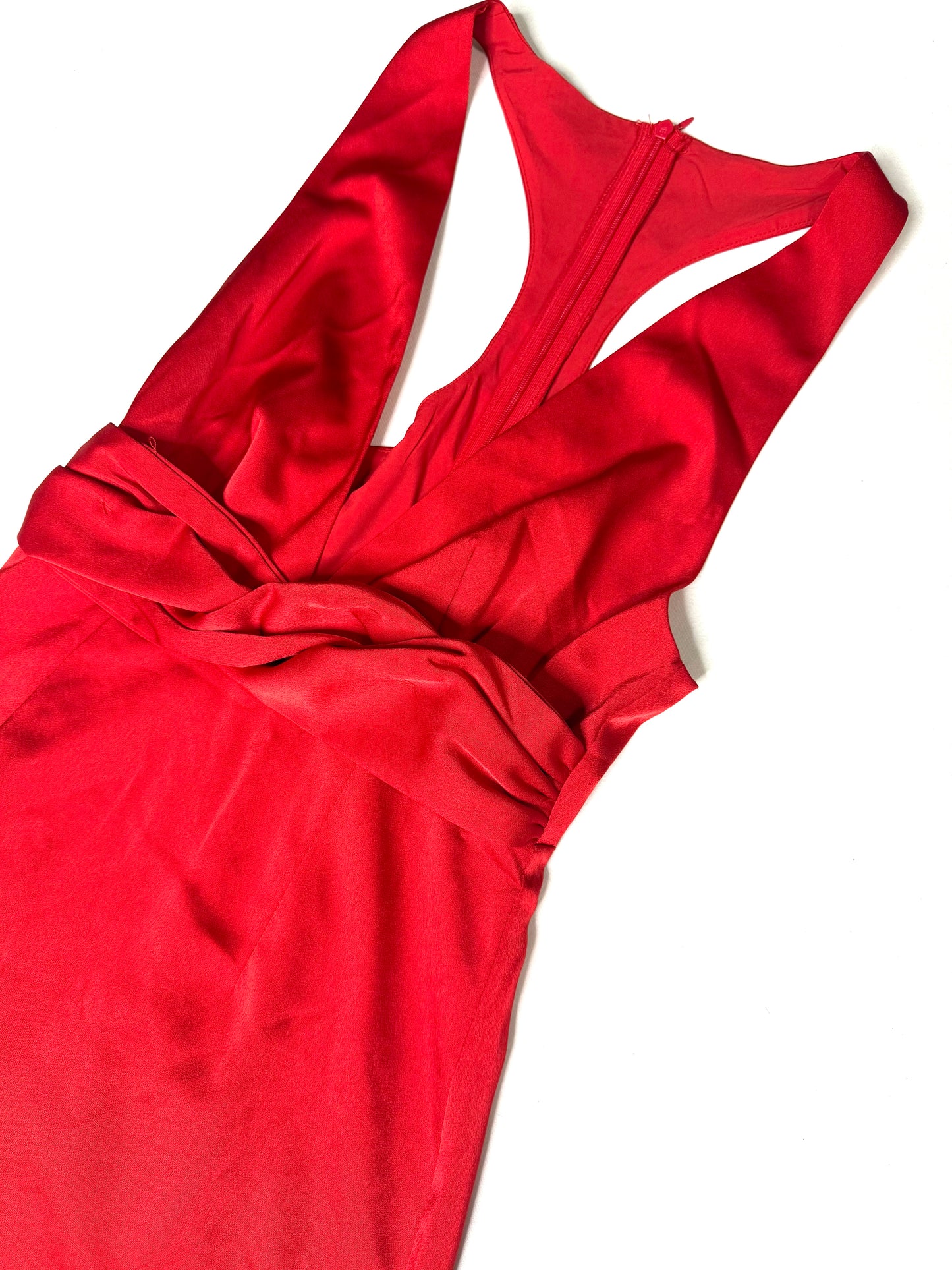 Hello Molly Silky Moment Red Satin Mini Dress V-Neck Racerback Size 2
