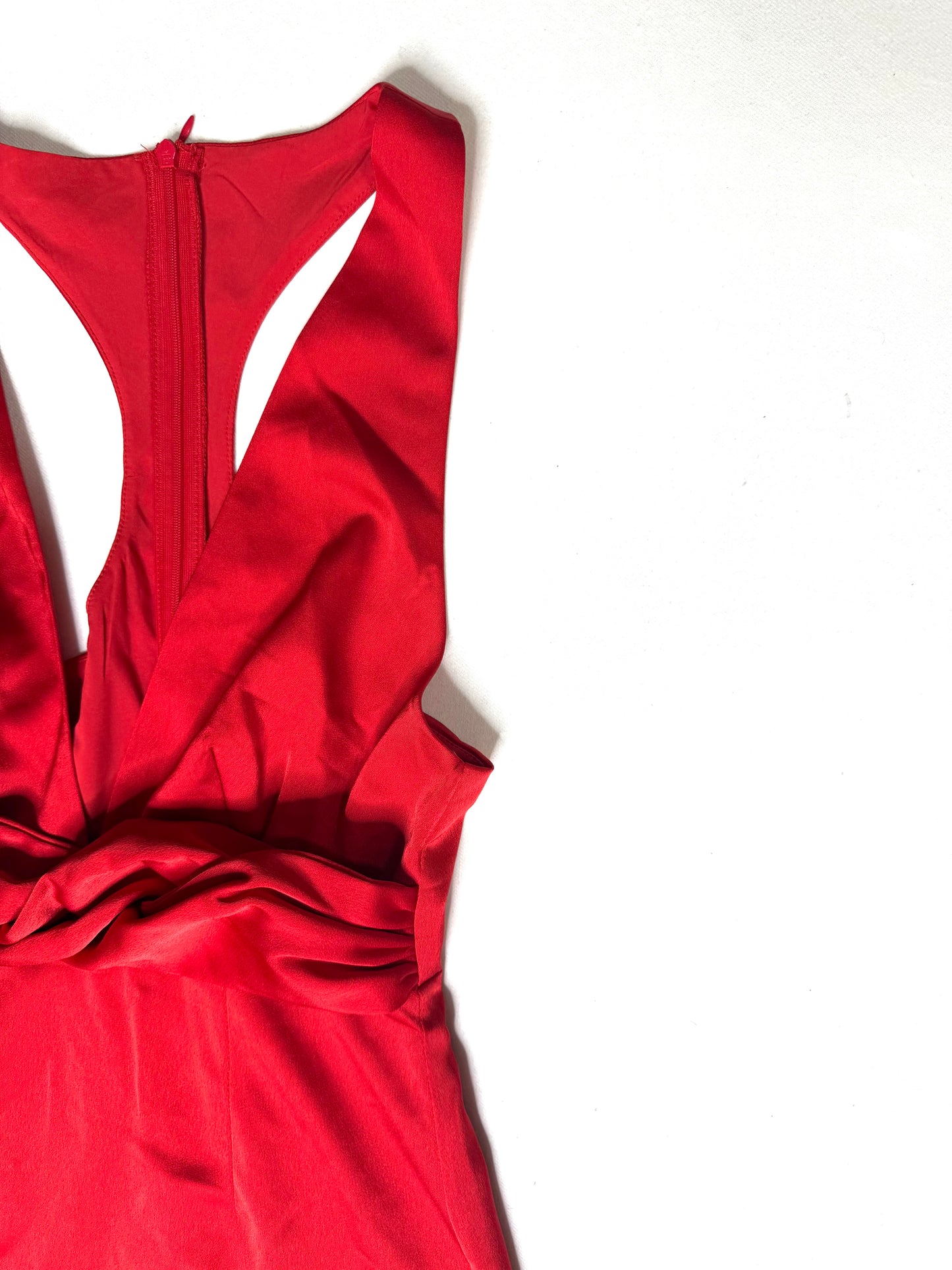 Hello Molly Silky Moment Red Satin Mini Dress V-Neck Racerback Size 2