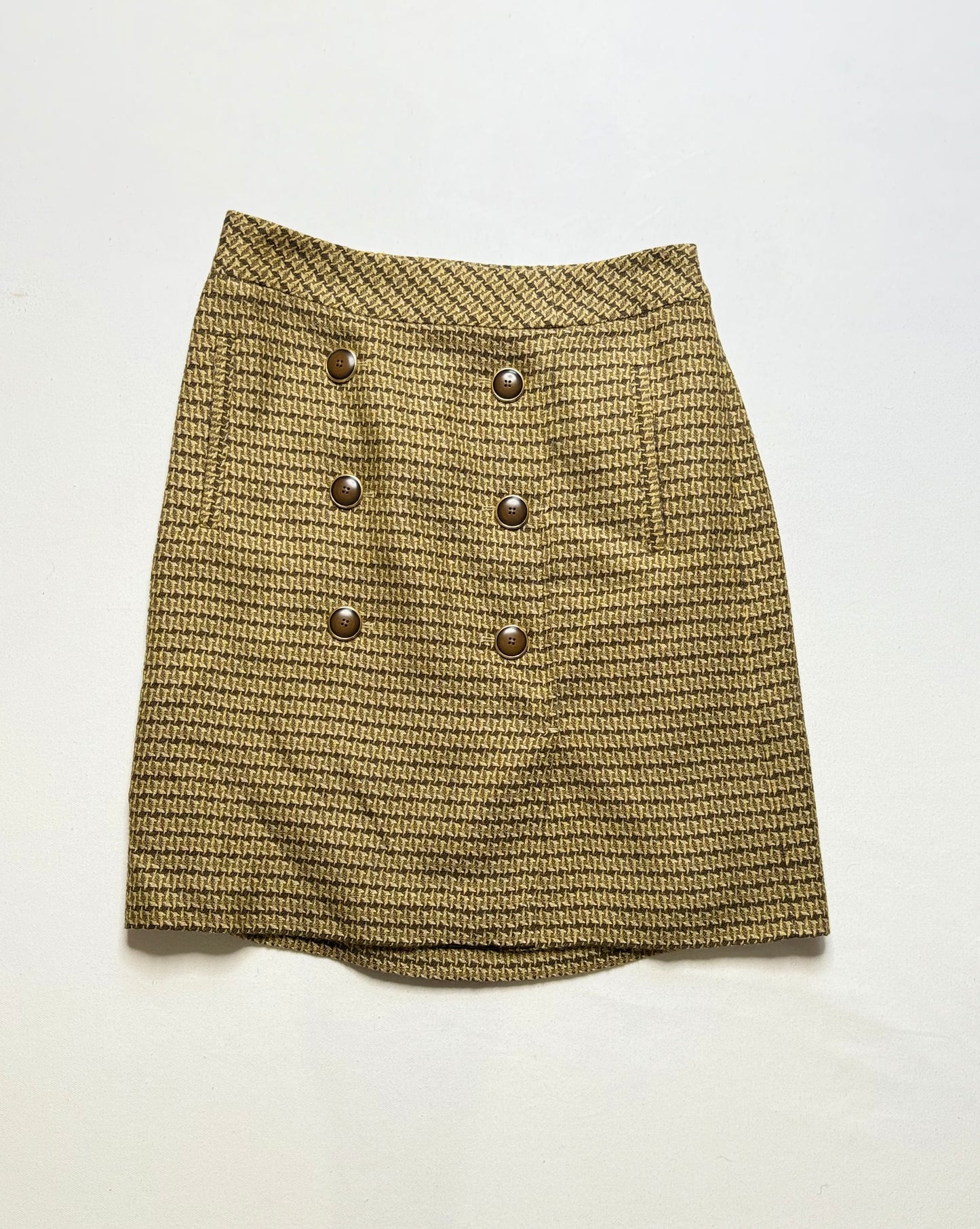 Ann Taylor Brown & Yellow Preppy Plaid Mini Skirt Size 2 Academia