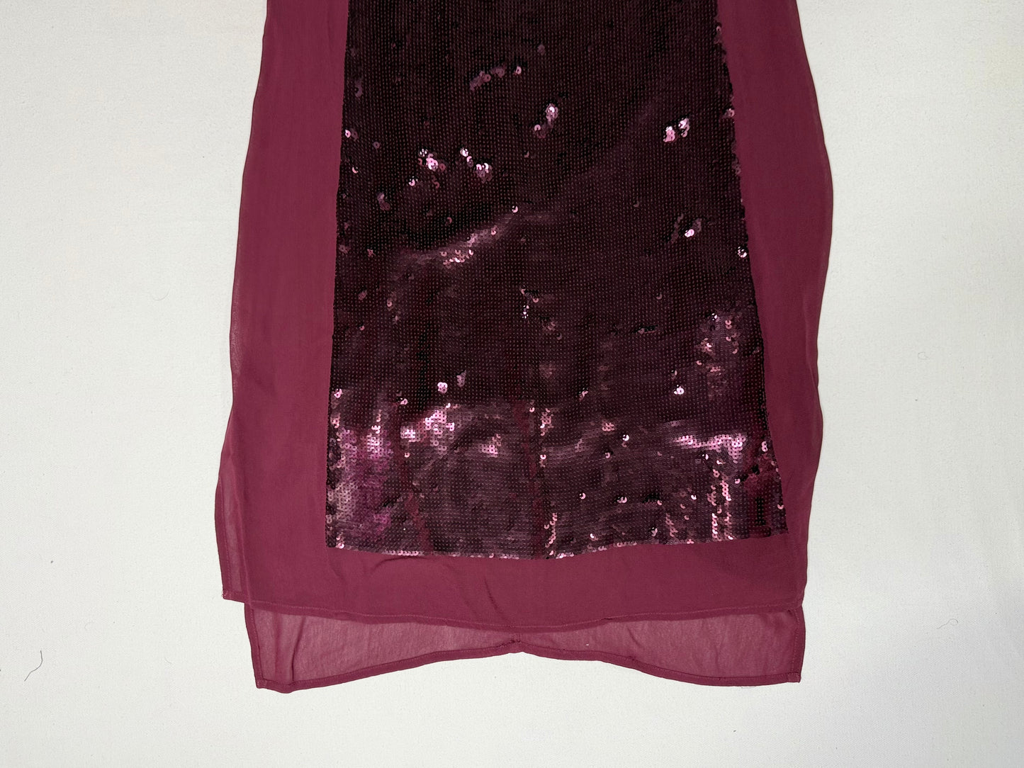 Trouvé Burgundy Sequin Dress Sheer Back Keyhole Size Small