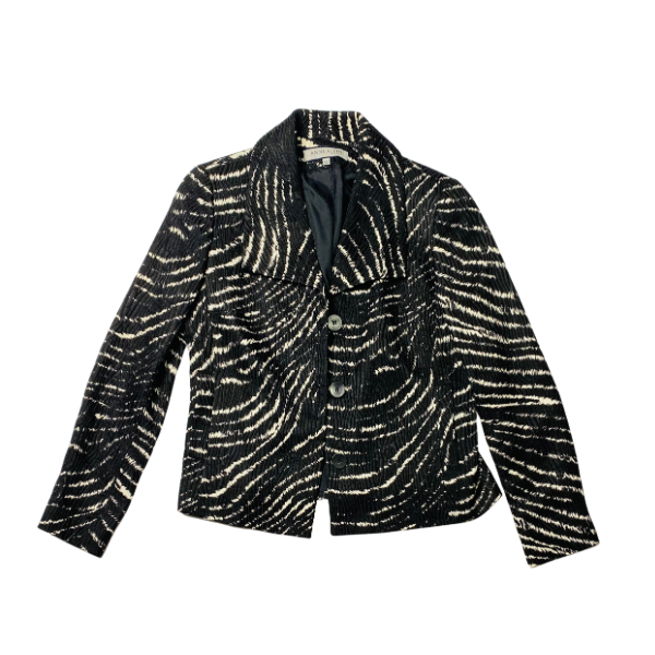 Anne Klein New York Zebra Stripe Blazer – Size 6 – Silk Wool Blend with Button Closure