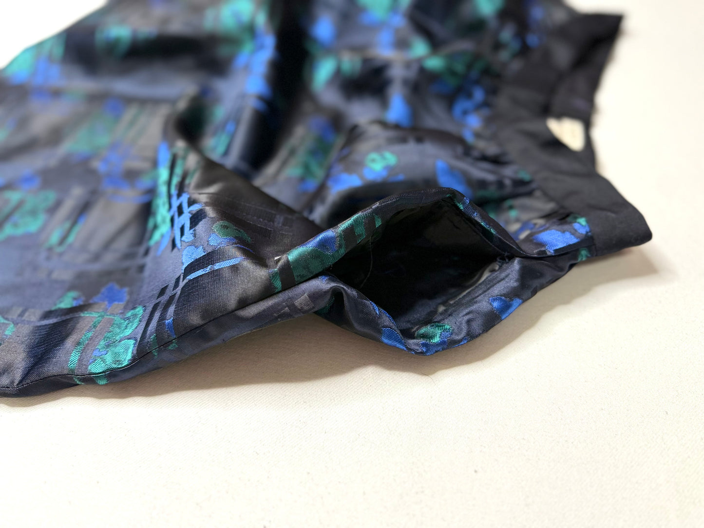 J. Crew Navy and Teal Floral Plaid Jacquard A-Line Mini Skirt w Pockets Size 4