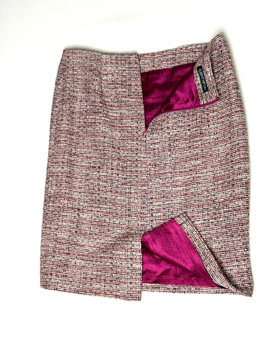 Vintage Albert Nipon Pink Tweed High Waist Pencil Skirt Size 4