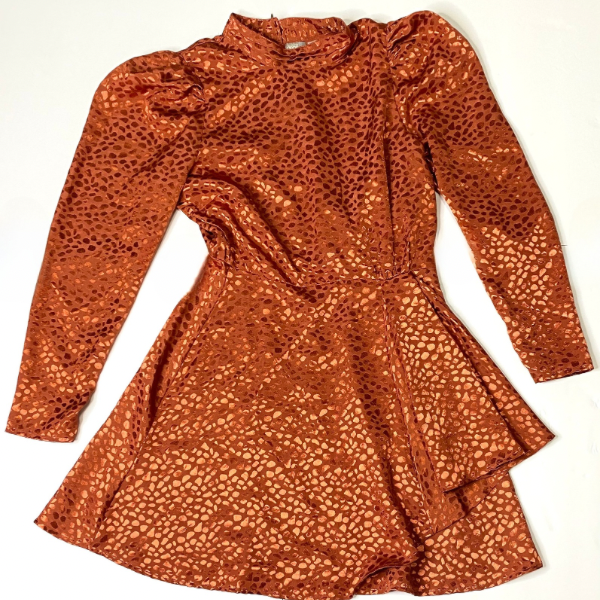 A SOS Copper Animal Print Balloon Sleeve Dress – Size 8