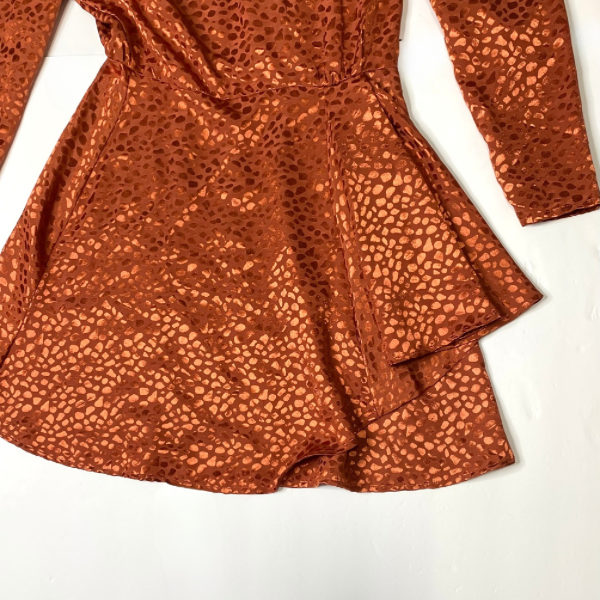 A SOS Copper Animal Print Balloon Sleeve Dress – Size 8