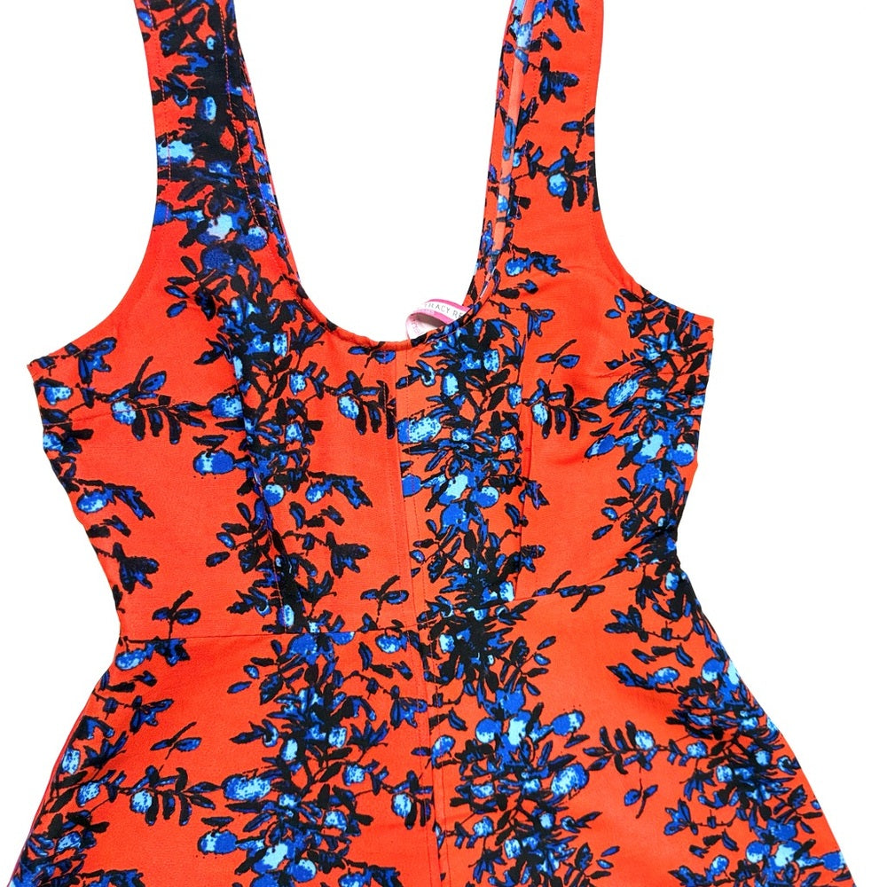Tracy Reese Plenty Red and Blue Sleeveless A-Line Floral Dress Size 6