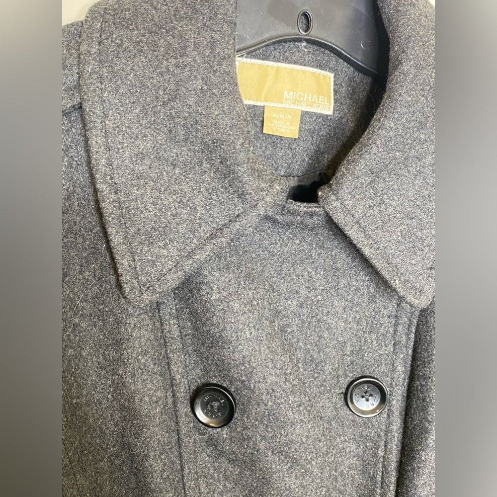 Michael Kors Wool Double Breasted Gray Pea Coat Sz M