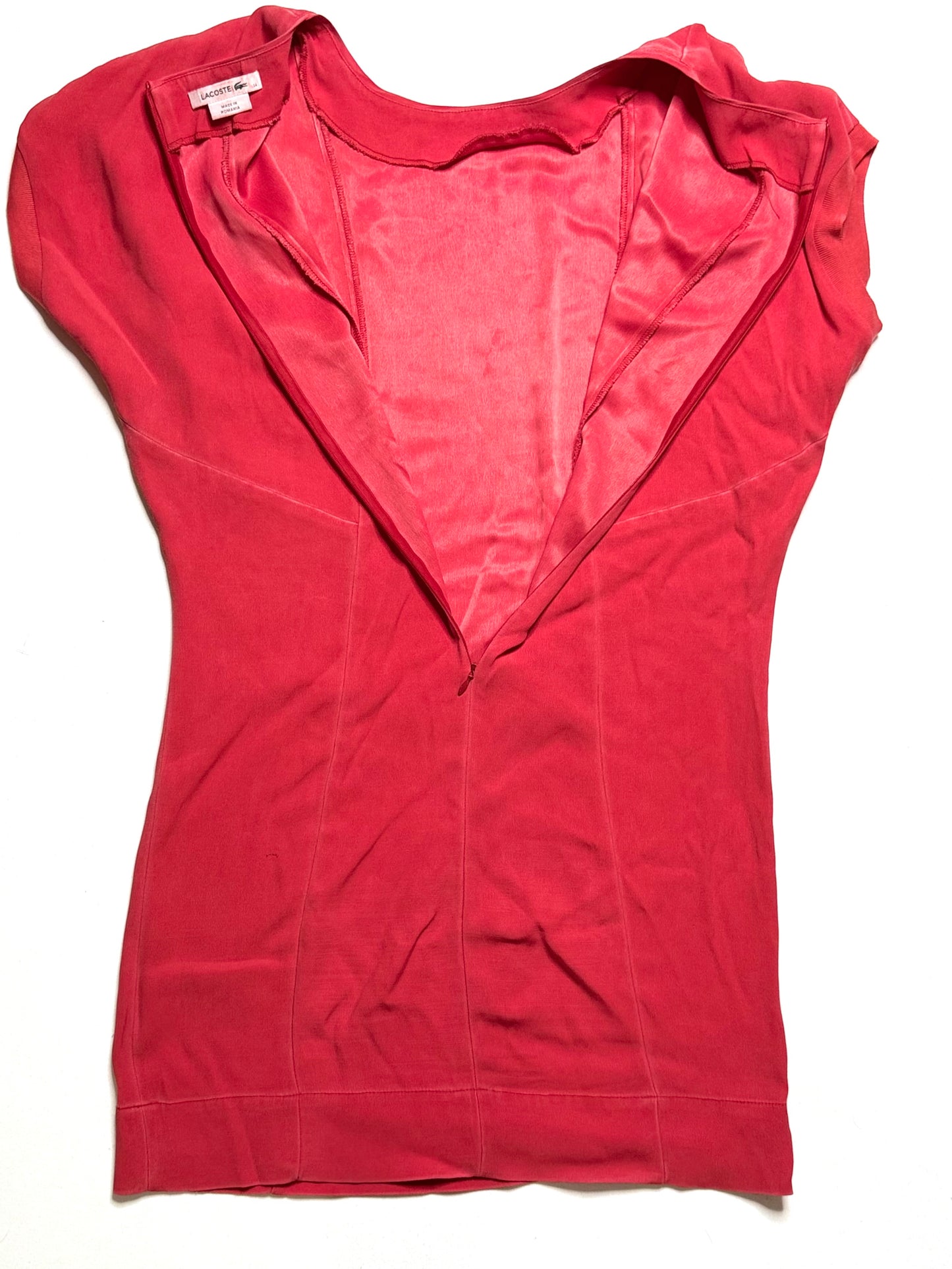 Lacoste Red Short Sleeve Sheath Dress Back Zipper Mini Length Size 34/ 4