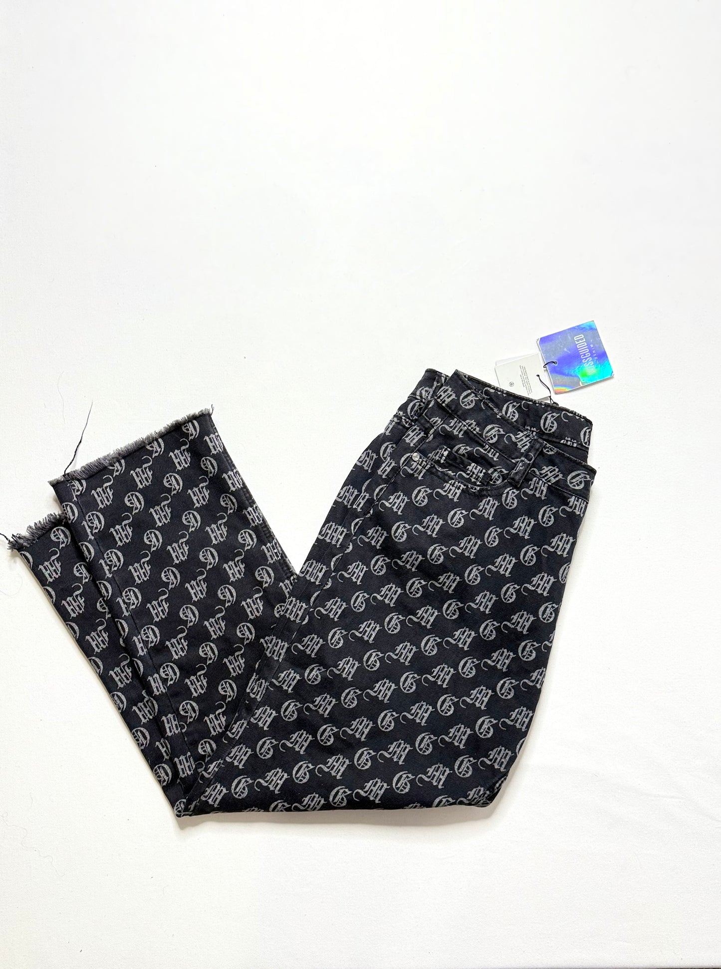 Missguided Wrath Premium Logo Print High Rise Straight Leg Jeans Size 10 NWT Y2K