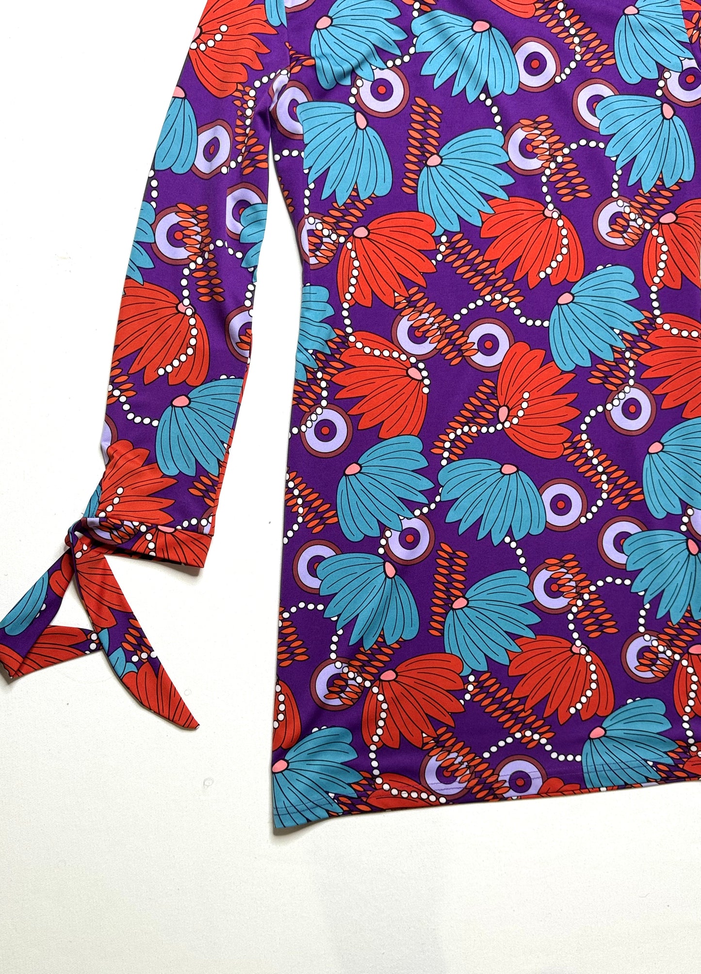 Tracey Negoshian Mod Print Mini Dress Multicolor Long Sleeve Size Small