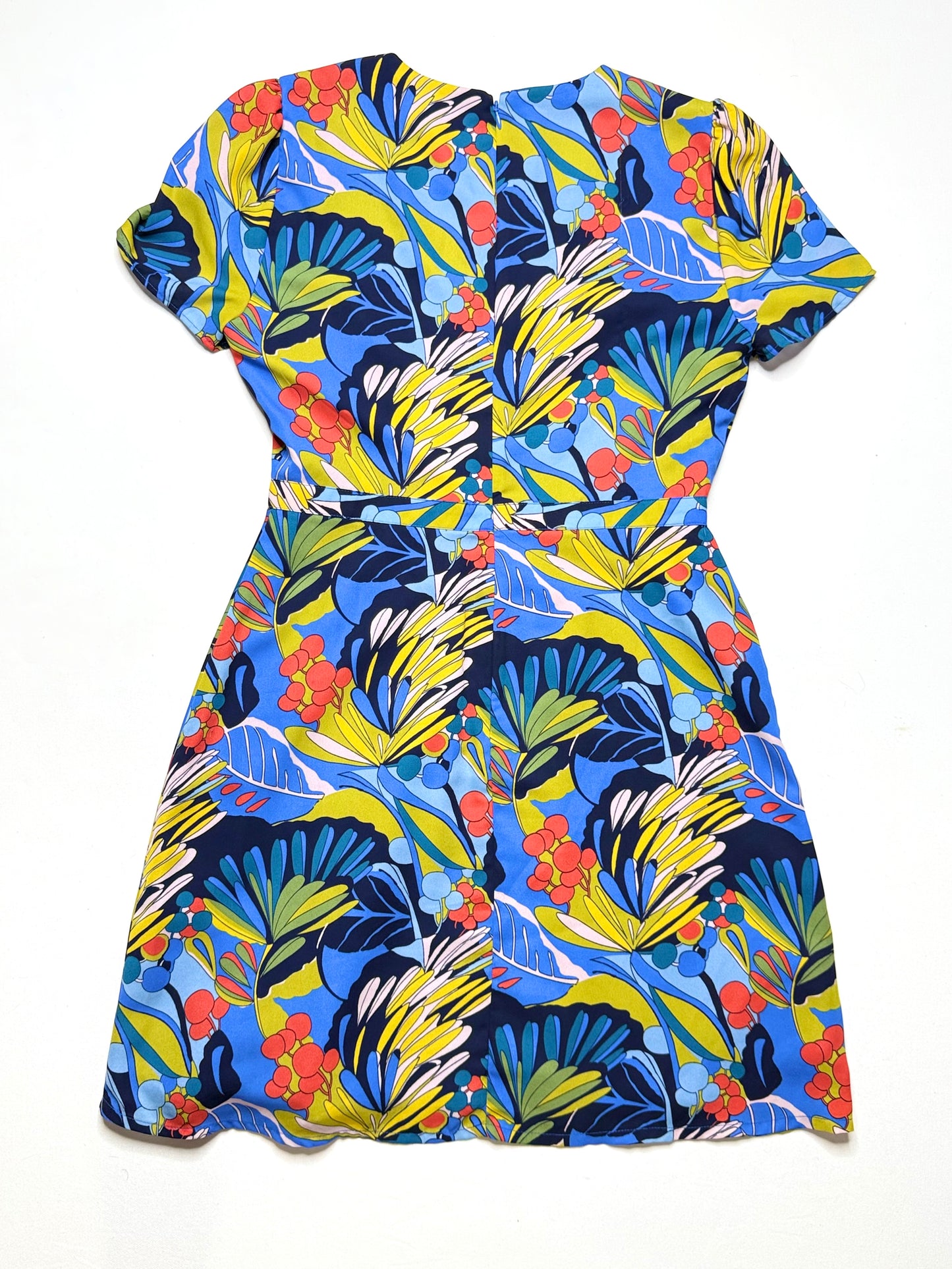 J.Crew Mercantile Blue Tropical Print Faux Wrap Dress – Size 8