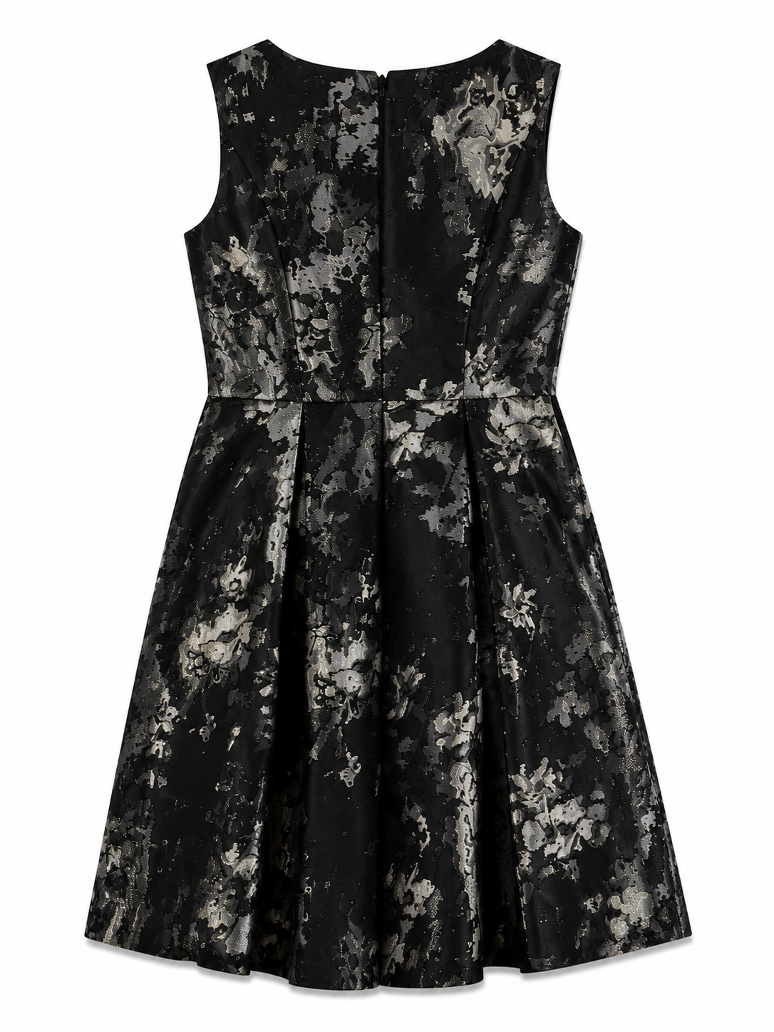 White House Black Market Black Metallic Jacquard Fit & Flare Dress Size 10 Petite NWT Cocktail Party Dress