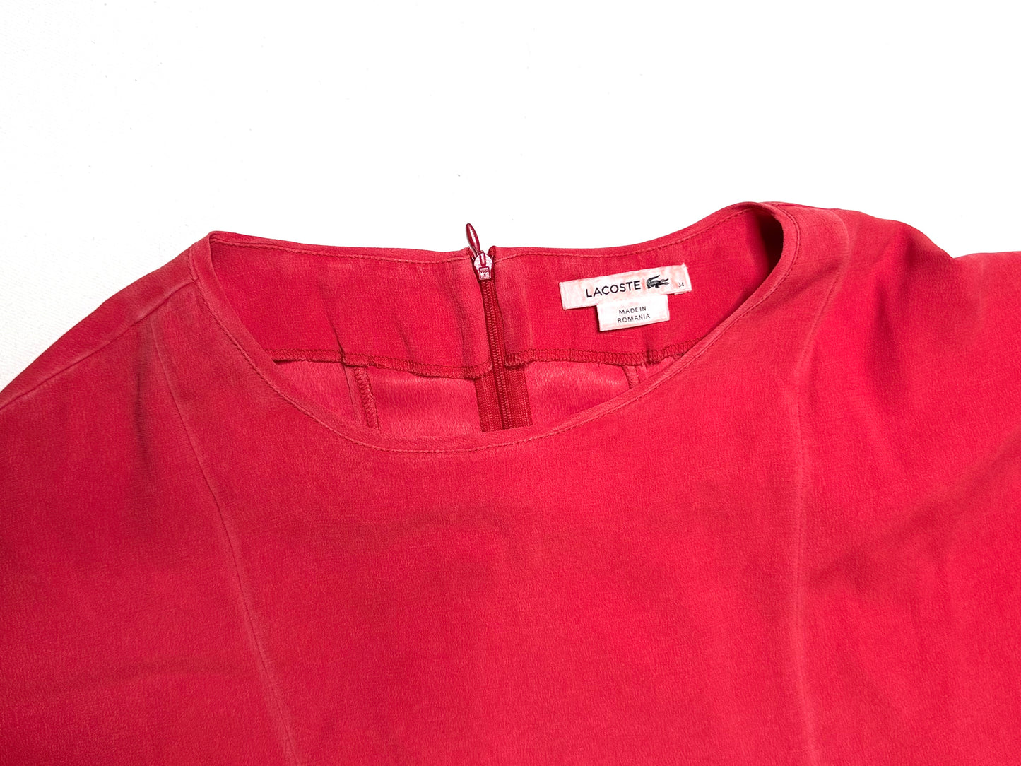 Lacoste Red Short Sleeve Sheath Dress Back Zipper Mini Length Size 34/ 4