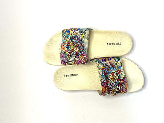 Steve Madden Spark Slides – Size 8– Multicolored Beaded Embroidery – Boho Chic