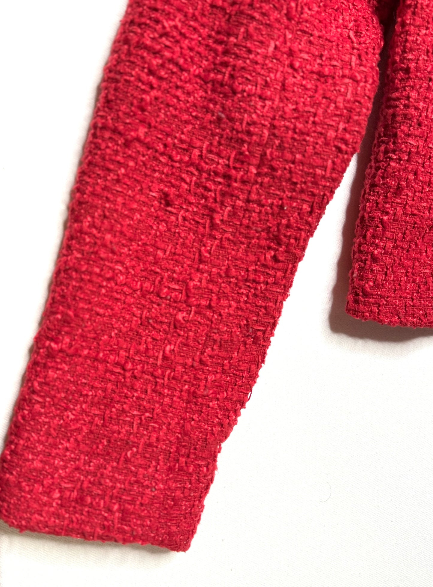 Rachel Zoe Red Tweed Cropped Blazer Open Front Jacket Size Small