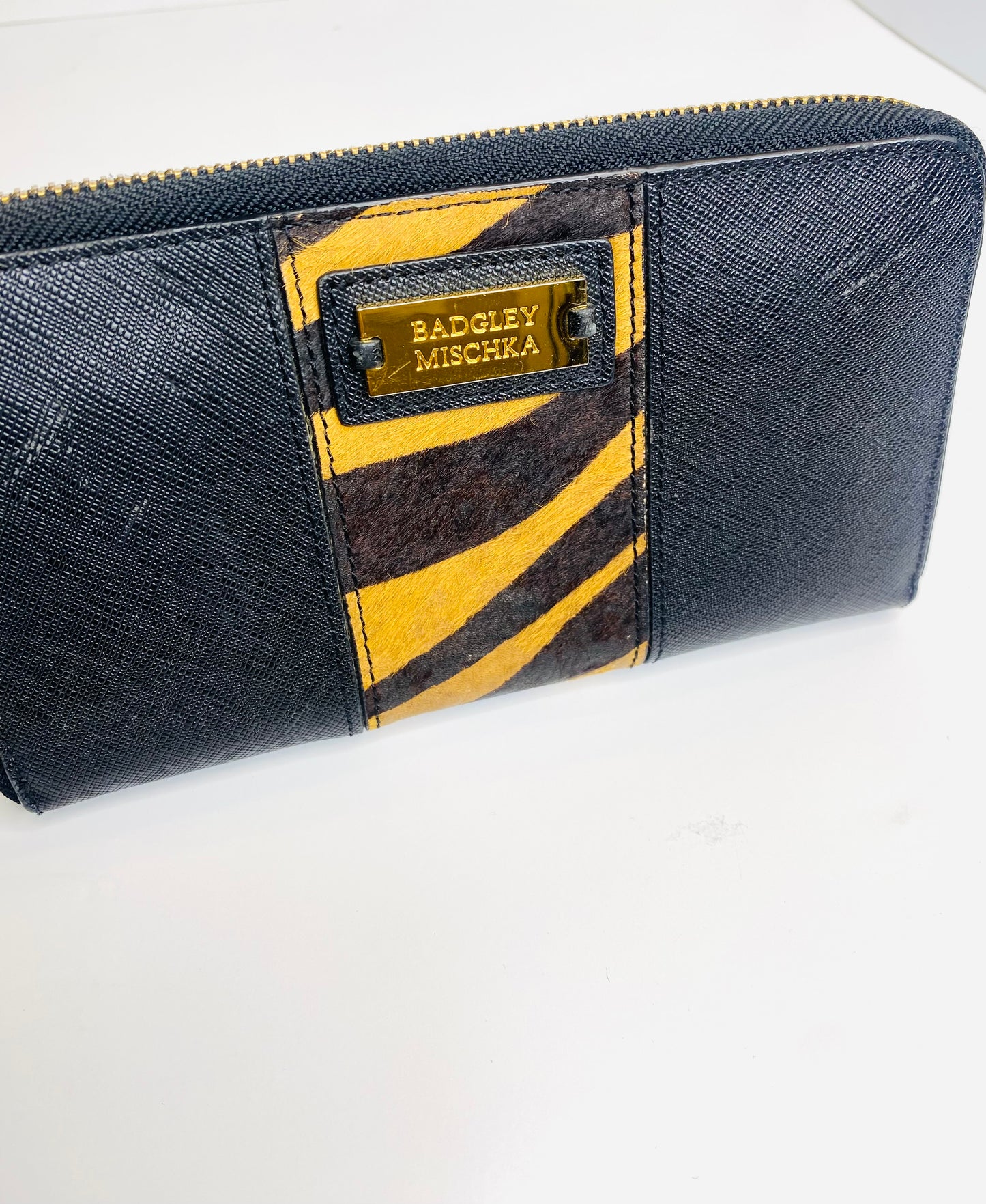 Badgley Mischka Zebra Print Leather Wallet