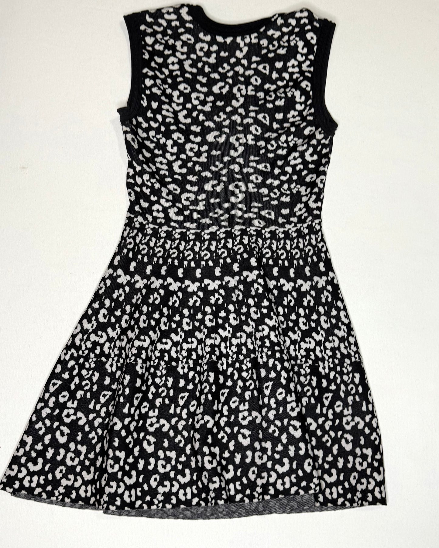 Rebecca Taylor Leopard Print Knit Sweater Dress Size Small A-Line Sleeveless