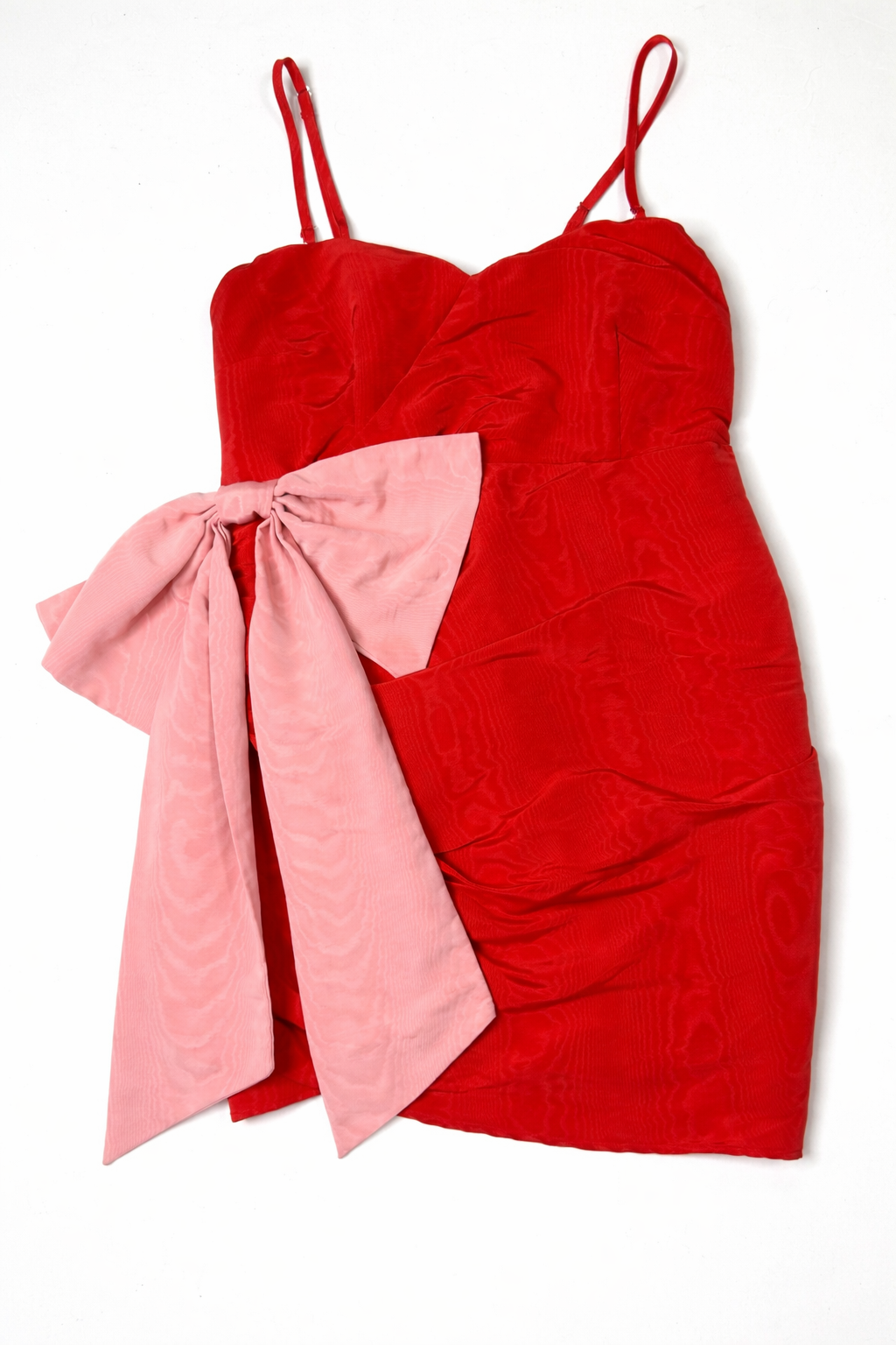 Future Collective Red Spaghetti Strap Pink Bow-Accent Mini Dress Size XXL
