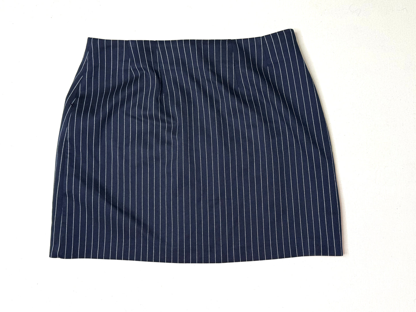 Nasty Gal Navy Pinstripe Mini Skirt Gold Button Front Preppy Academia Size 4