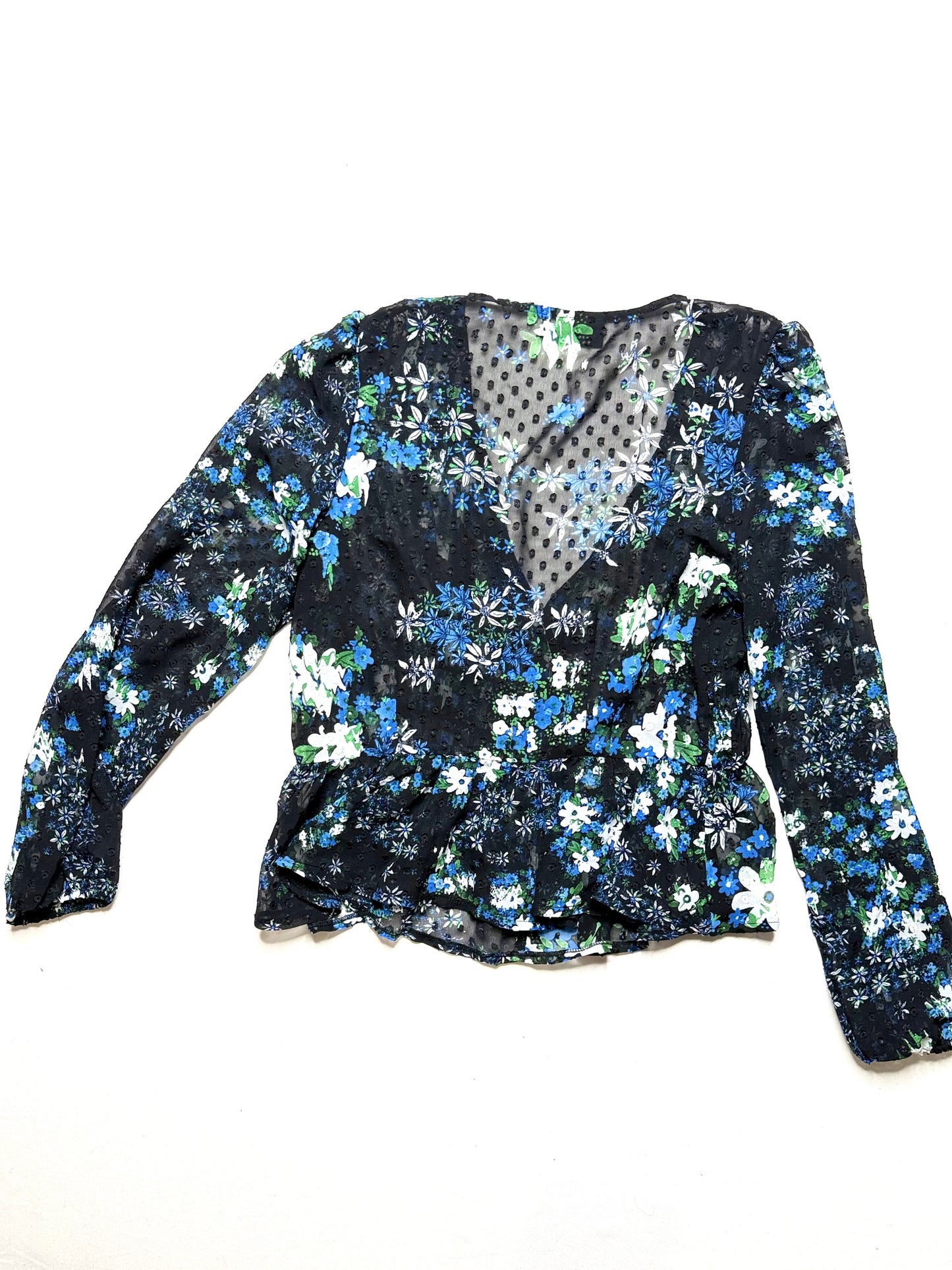 Desigual Plumetis Sheer Peplum Blouse – Size Medium