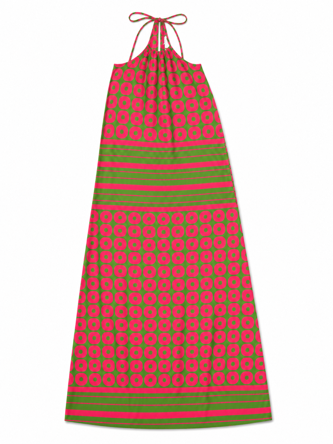 Amanda Uprichard Pink& Green 100% Silk Maxi Dress Size Small