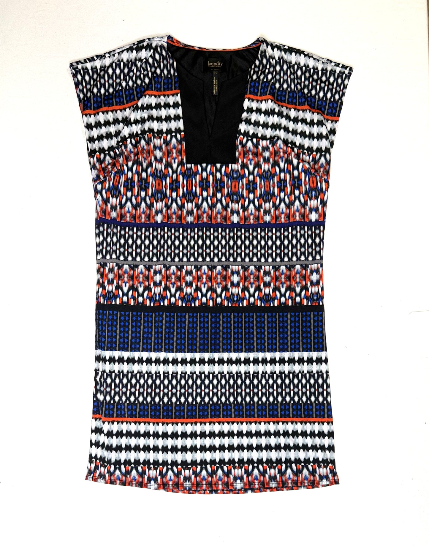 Laundry by Shelli Segal Multi-Color Print Cap Sleeve V-Neck Shift Dress Size XS