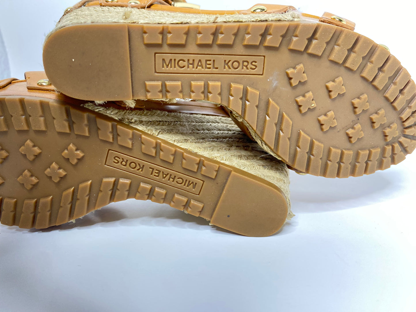 Michael Kors Jet Set Cognac Wedge Sandals Size 7.5
