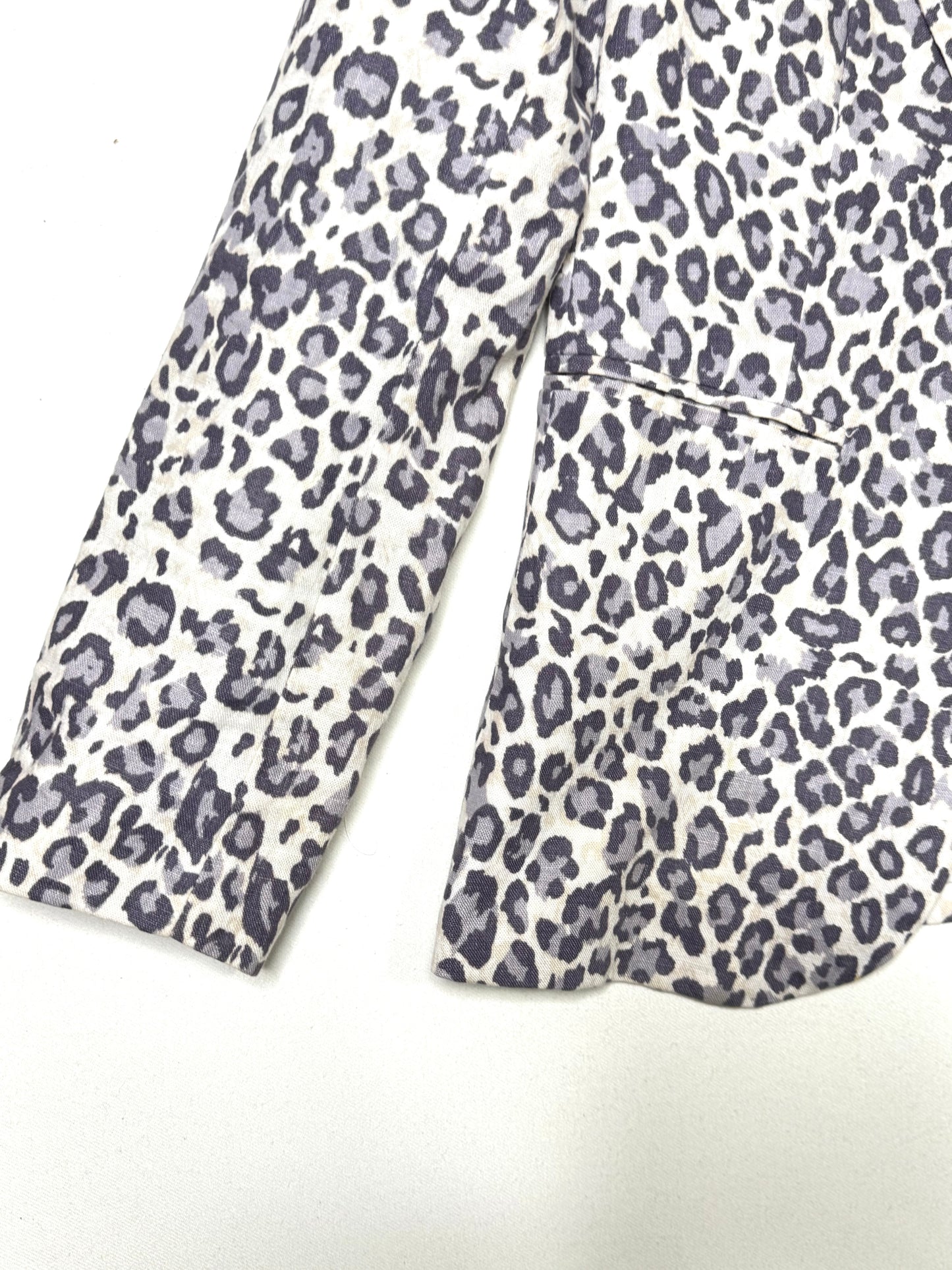 Rachel Zoe Leopard Print Blazer Jacket Women’s Size Large Linen Cotton Tailored Animal Print Designer Blazer