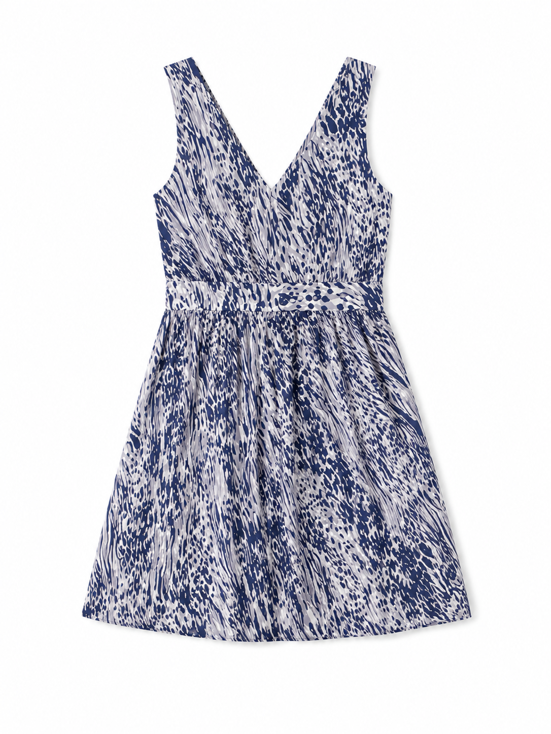 BCBGeneration Blue and White Abstract Print V-neck Sleeveless Dress Size 0