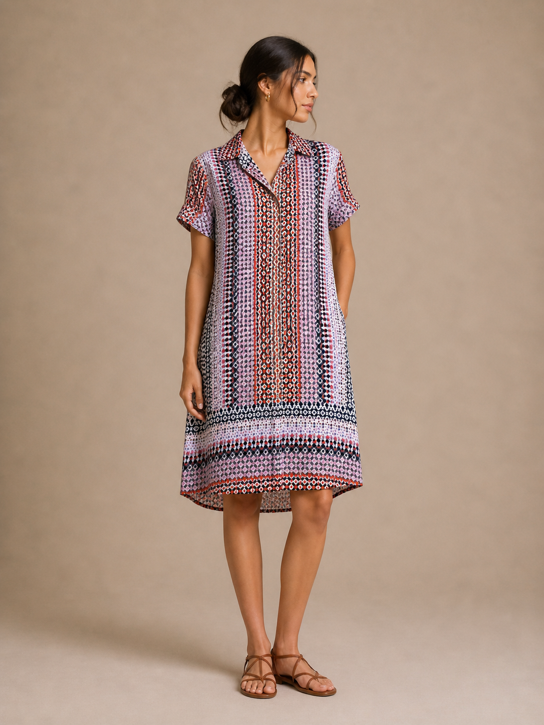 J. Crew Multicolor Geometric Print Short Sleeve Dress Size 2