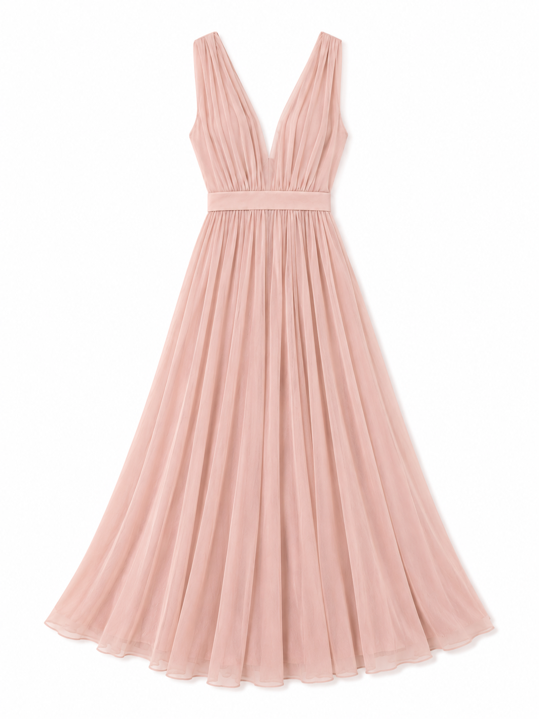 Vera Wang Blush Pink Pleated Chiffon Maxi Dress Size 2