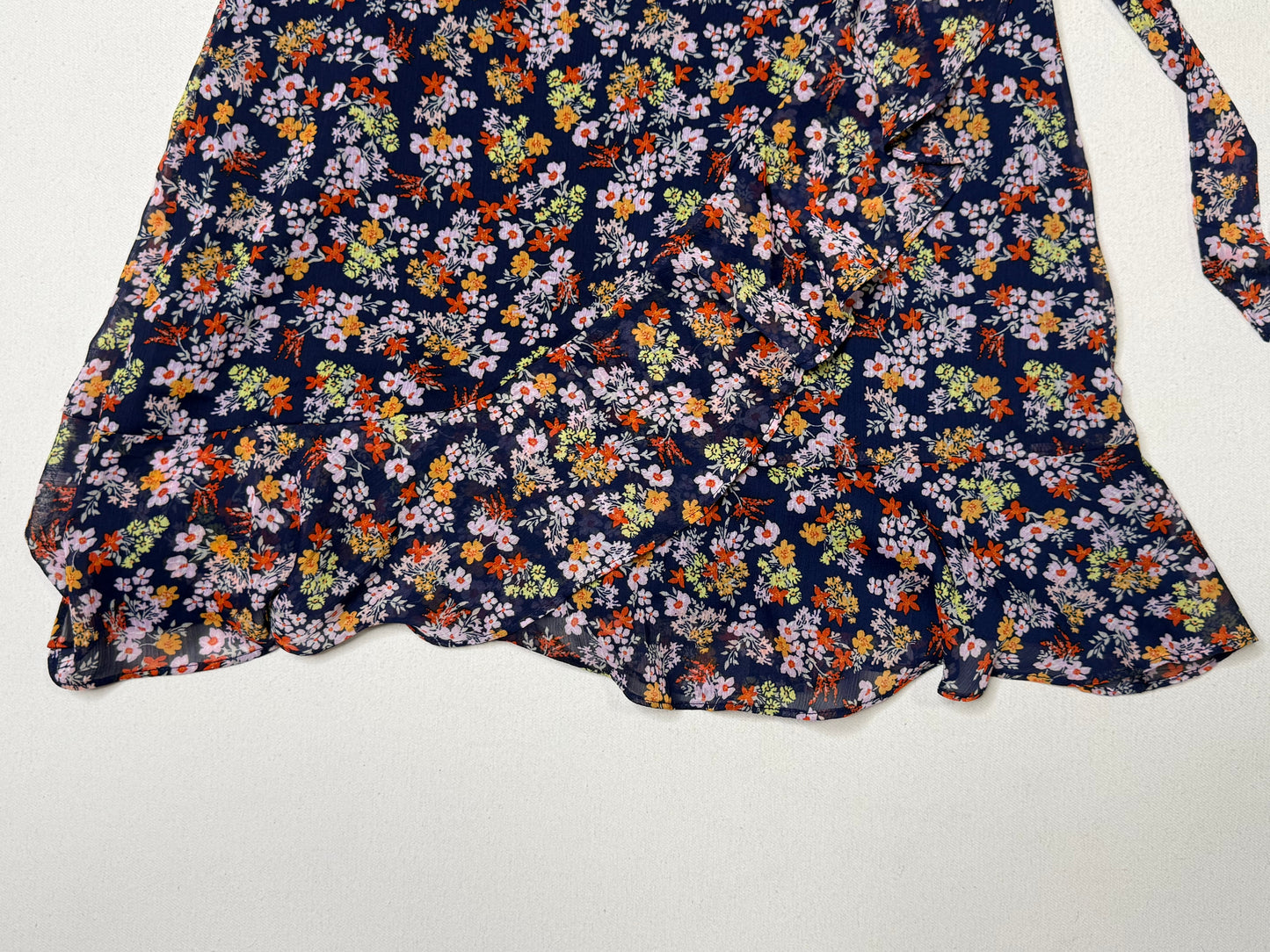 Banana Republic Navy Floral Wrap Dress with Ruffle Hem Size 0