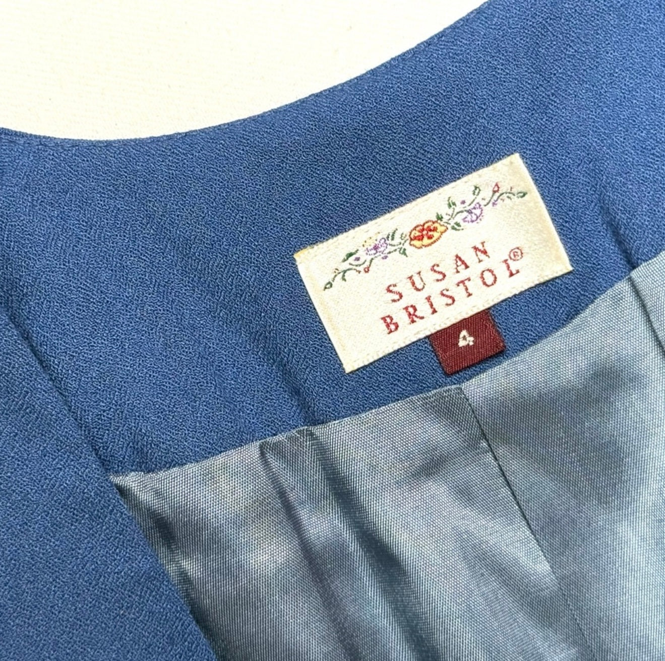 Vintage Susan Bristol Cropped Blue Double Breasted  Blazer Size