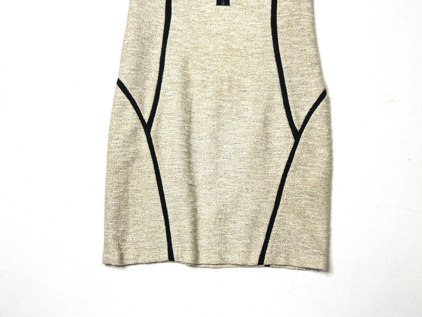 DKNY Women’s Size 4 Cream & Black Contrast Trim Sheath Bodycon Dress Zip Front