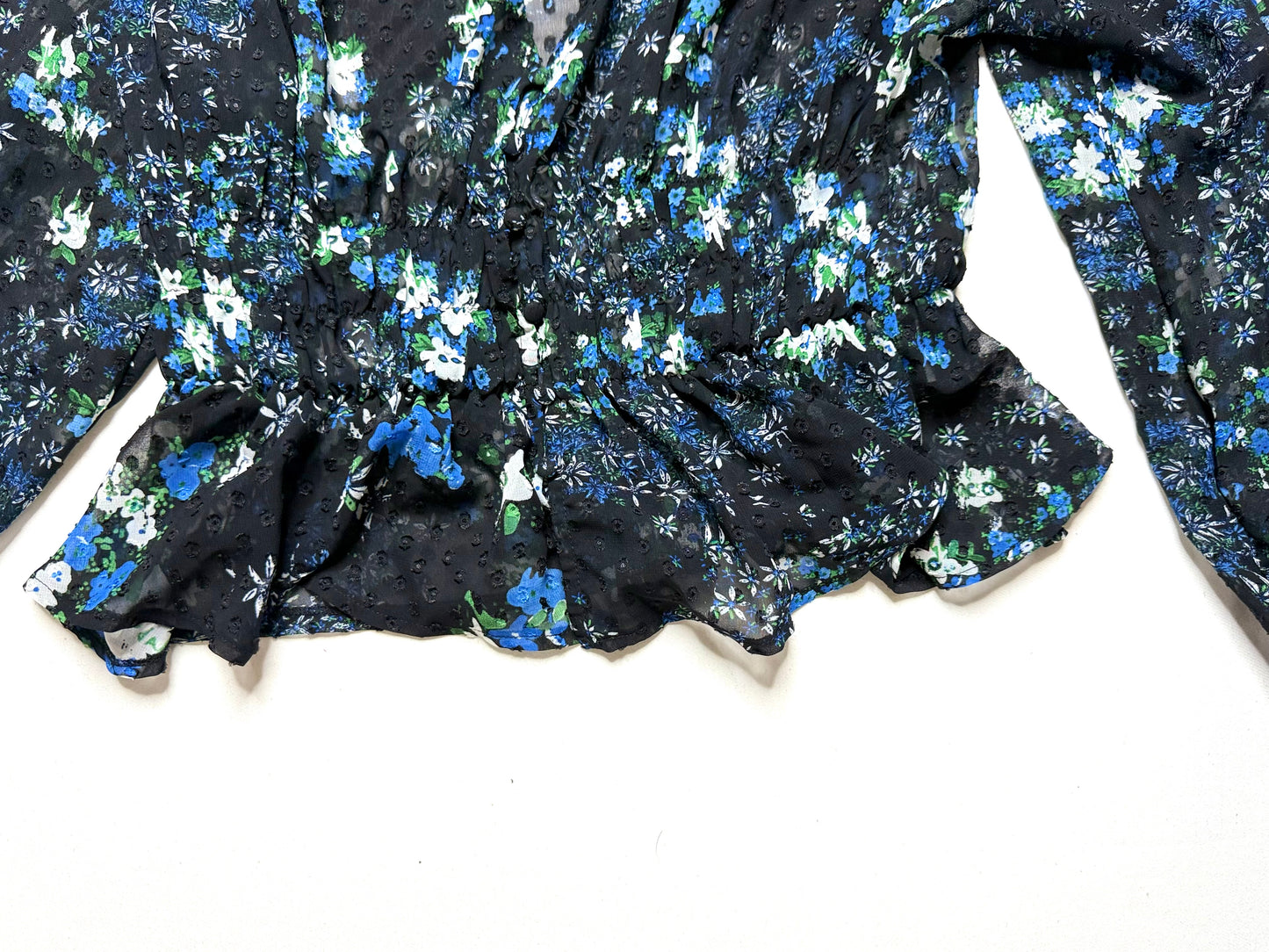 Desigual Plumetis Sheer Peplum Blouse – Size Medium