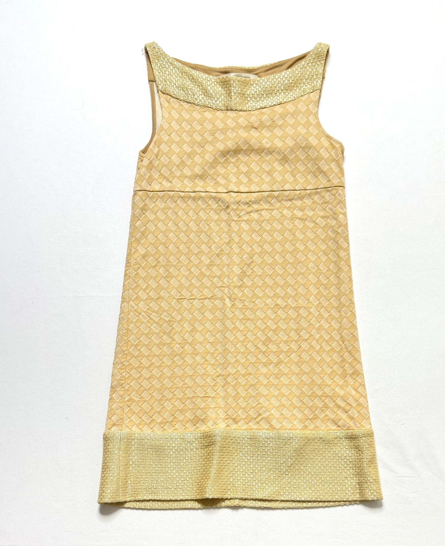 Vintage Diane Von Furstenberg Gold Sleeveless Mini Sheath Dress Size 4