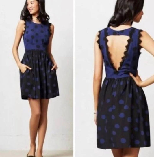 Anthropologie Corey Lynn  Calter Open Back Polka Dots Dress Size 0