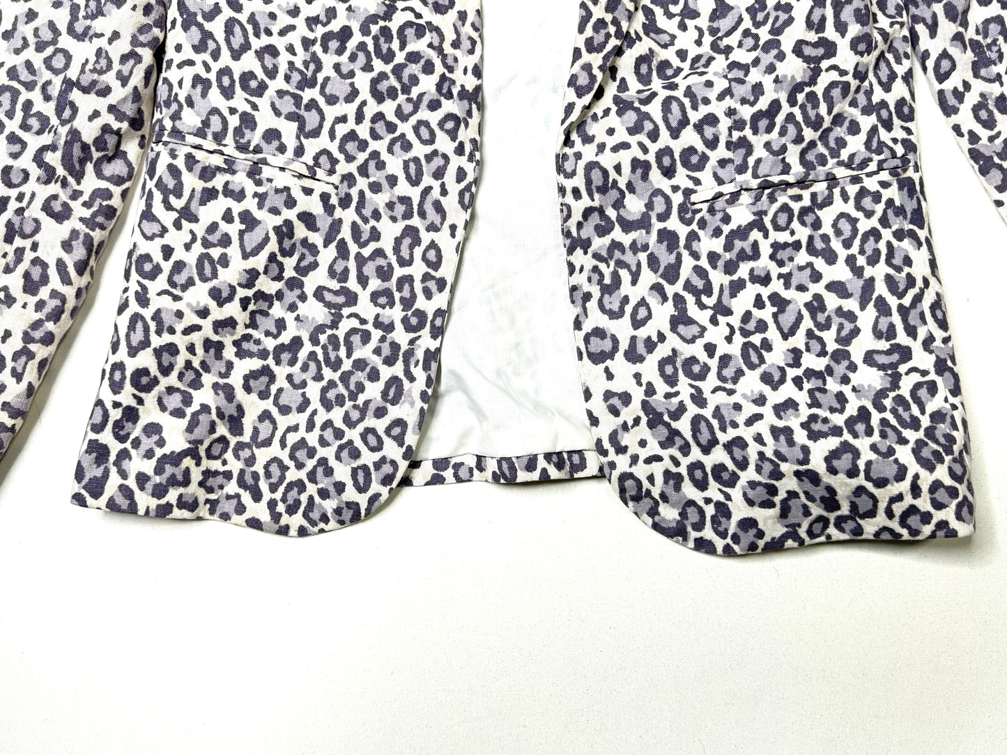 Rachel Zoe Leopard Print Blazer Jacket Women’s Size Large Linen Cotton Tailored Animal Print Designer Blazer
