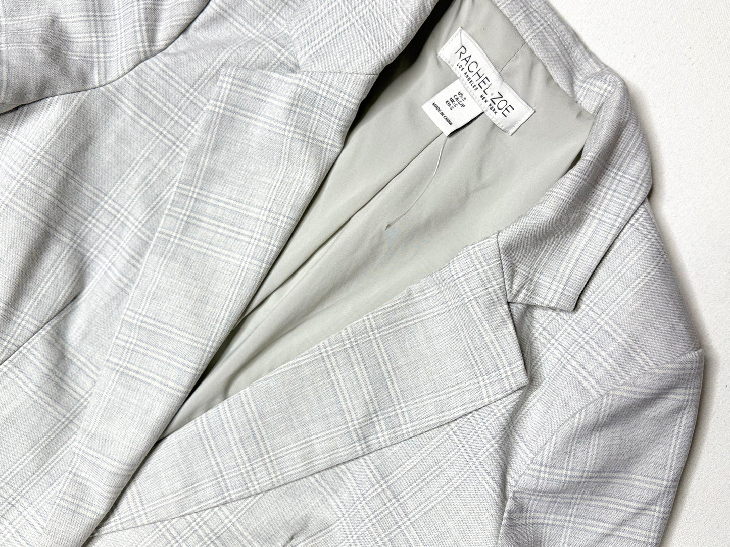 Rachel Zoe Light Gray Plaid Blazer Women’s Size Small Tailored Single Button Career Jacket